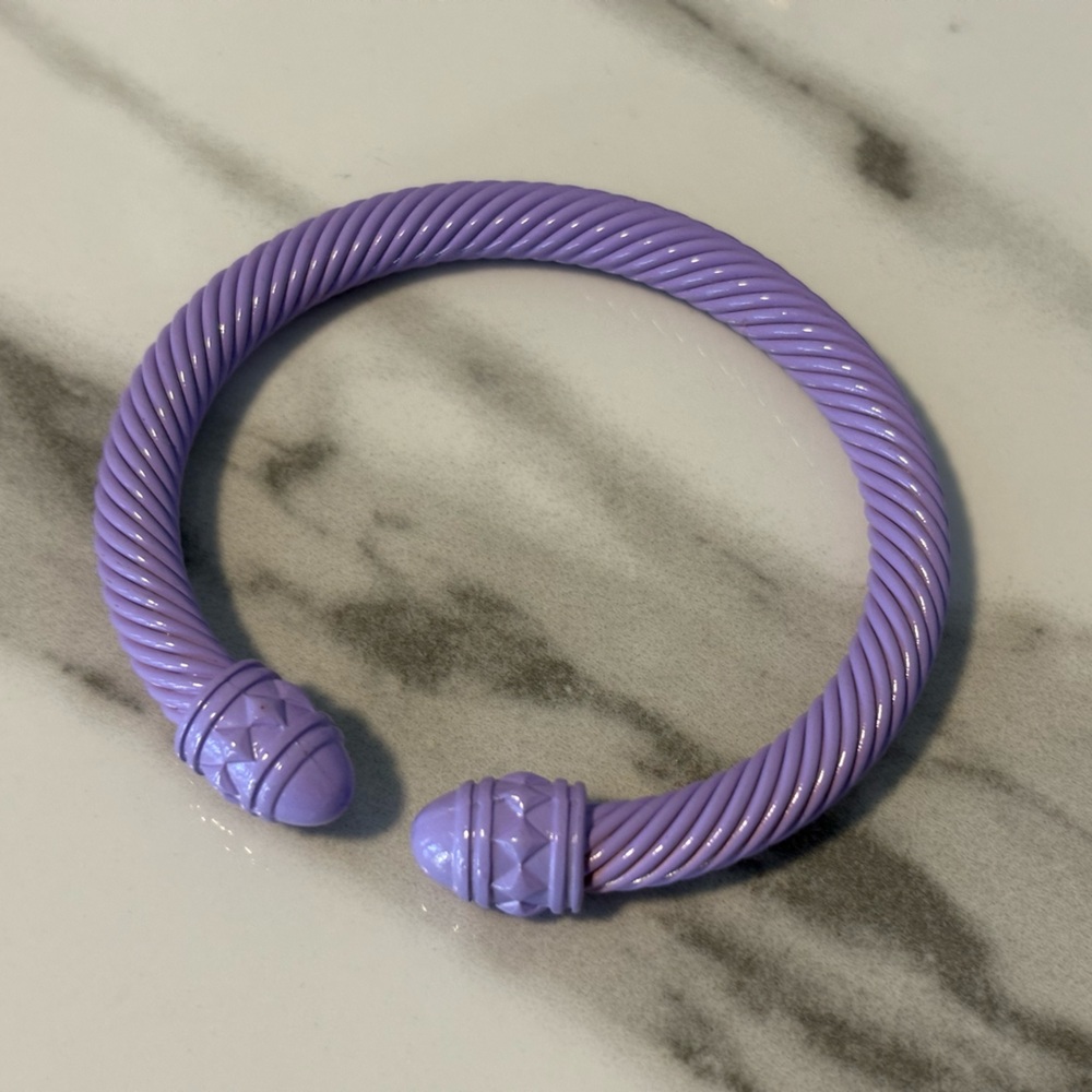 Lilac Twisted Cord Cuff Bangle. 7 1/2” adjustable